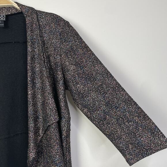 Clara Sunwoo Metallic Shiny Confetti Dot Open Drape Waterfall Cardigan Large - Picture 6 of 11